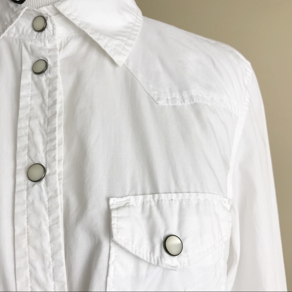 Gap White Button Down Modern Western Shirt M - Picture 5 of 8